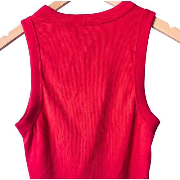 Market & Spruce Molli Ribbed High Neck Tank Top β Red, Size M - Picture 2 of 6